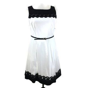 New York & Co White Pique Dress w/Black trim